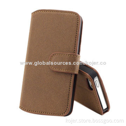 Wallet-shaped Leather Cases for iPhone 5, OEM Orders Welcomed
